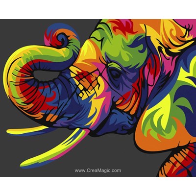 Peinture par numéro - Rainbow elephant - Wizardi