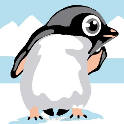 Kit canevas avec fils bébé pingouin - Luc Création