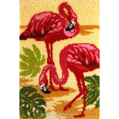 Tapis point noue flamants roses - Orchidea