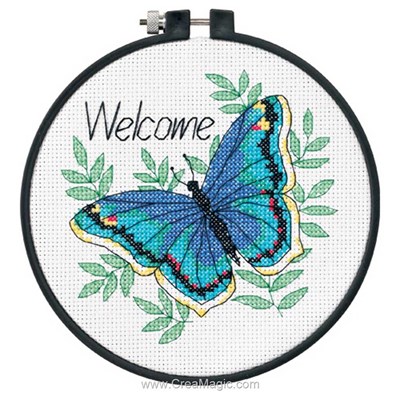 Modèle broderie point de croix Dimensions welcome butterfly