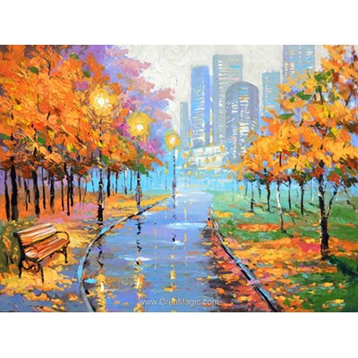 Broderie diamant Diamond Painting ville d'automne