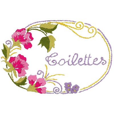 Broderie imprimée en kit médaillon de porte toilette de Luc Création