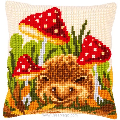 Kit coussin au point de croix Vervaco hérisson à l'abri des champignons