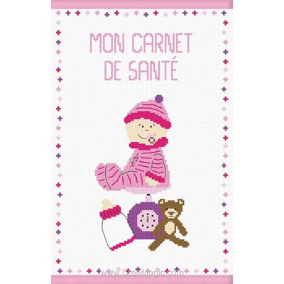 Kit protège carnet de santé pour bébé bébé grandit rose à broder - Princesse