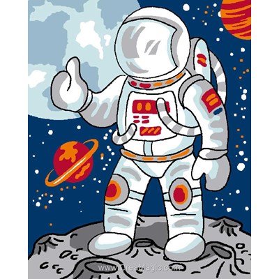 Kit canevas avec fils l'astronaute dans l'espace de Luc Création