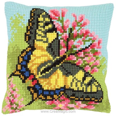 Coussin Vervaco au point de croix papillon