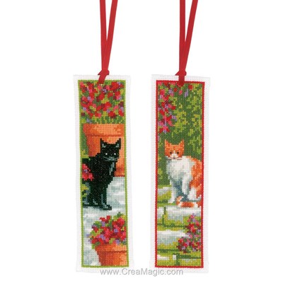 Marque-page à broder chat noir et chat roux - lot de 2 Vervaco