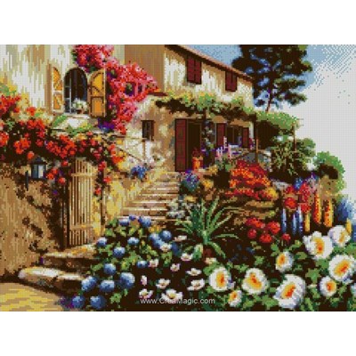 Broderie diamant house with flowers de Diamond Painting