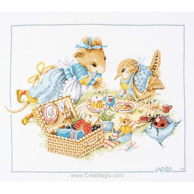 Pique-nique avec véra kit broderie de Lanarte au point de croix