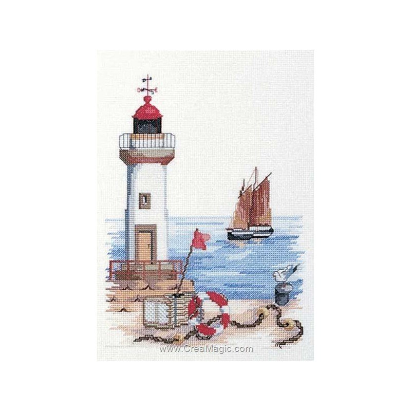 Kit De Broderie Au Point De Croix Motif Phare Bleu - Tissu 11CT (32x42cm) Ou 14CT (25x33cm) - Fils, Aiguilles Et Instructions Inclus