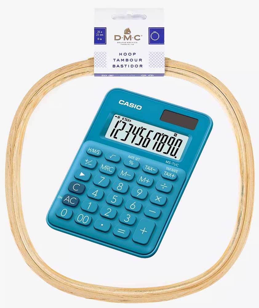 Calculatrice toile à broder et points