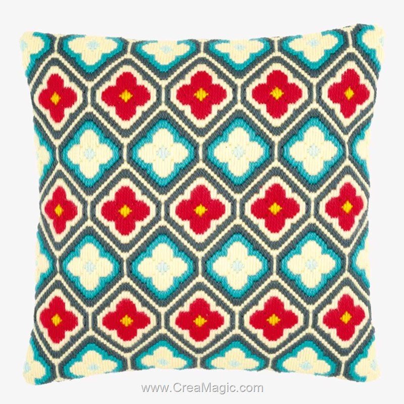 Kit Broderie Point Lancé Coussin Dégradé DIY - 40x40 Cm - Débutant/adulte - Loisir Créatif - Cadeau Fait Main - 3