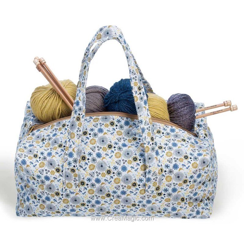 Sac en tricot, sac de rangement avec manche en bois exquis pour