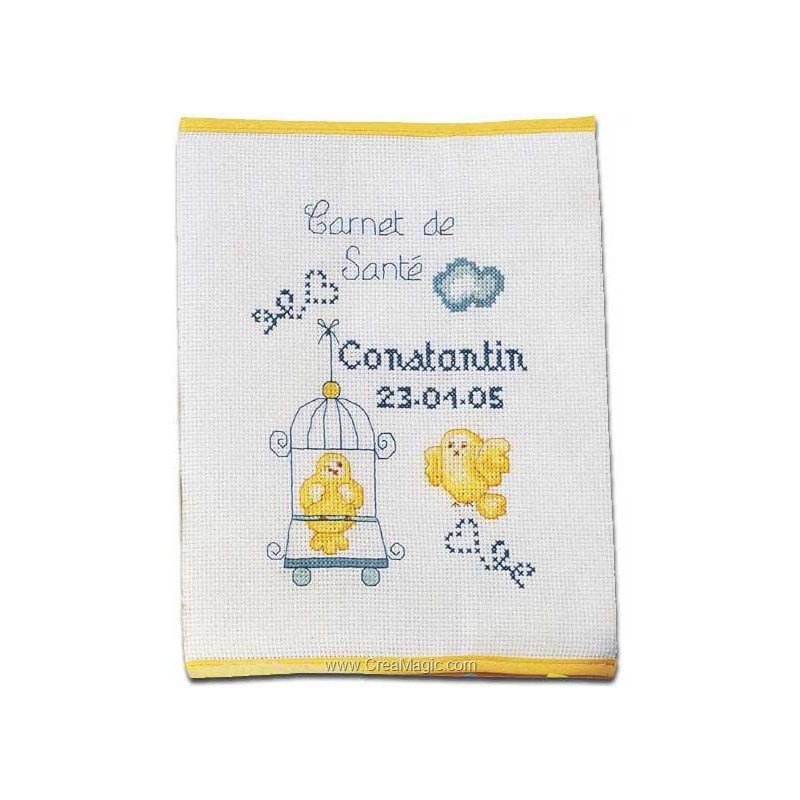 Kit Protege Carnet De Sante Naissance Princesse Oiseaux A Broder