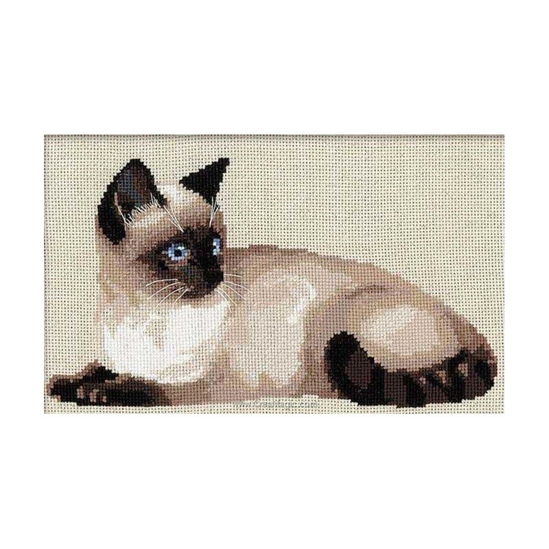 Kit Broderie Point De Croix Compté - Motif "Chat Noir Dans Un Livre" - 8,5 X 13,5 Cm - Fournitures Incluses