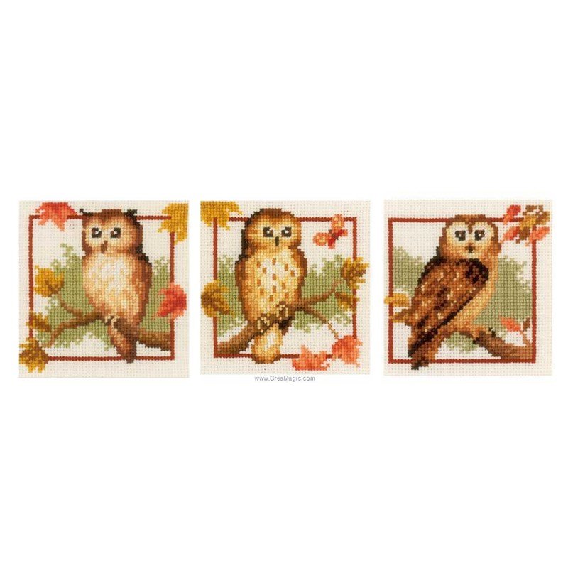 Kit De Coussin Au Point De Croix 'Hibou D'Hiver' à Faire Soi-Même - Taille 40x40 Cm - Loisir Créatif Pour Débutants Et Confirmés