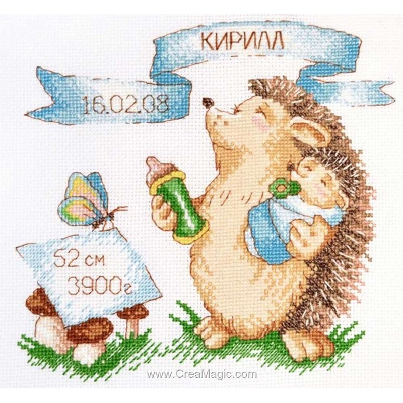Kit Broderie Tableau Naissance Bebe Herisson Garcon Ov915 D Oven