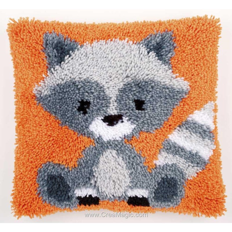 Kit DIY Tapis Point Noué Raton Laveur Vervaco - Loisir Créatif Débutant, 55x32cm