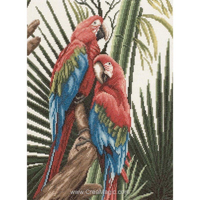 Kit Point De Croix - Ara (Perroquet) Par Florashell - 14 Points - Loisir Créatif Animaux