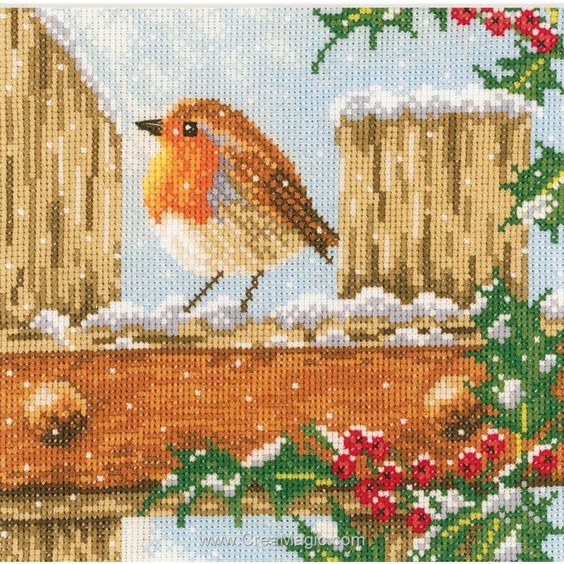 Kit Point De Croix Lanarte Robin - Modèle Compté - Neuf Avec Fil, Toile, Aiguille