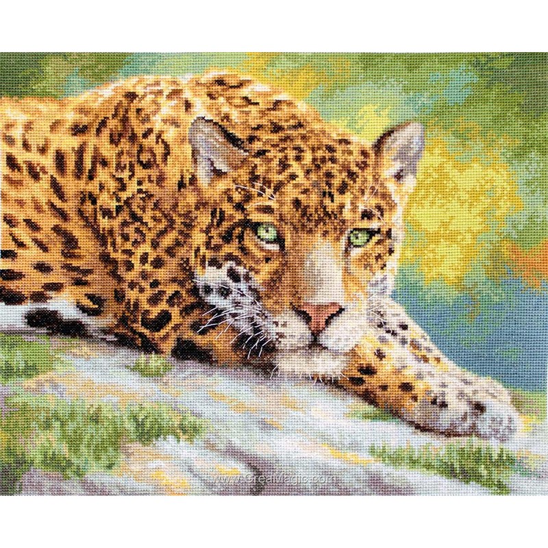 Kit De Broderie Au Point De Croix - Toise Animaux Sauvages 20x95 Cm (tissu, Fil, Aiguille Inclus)