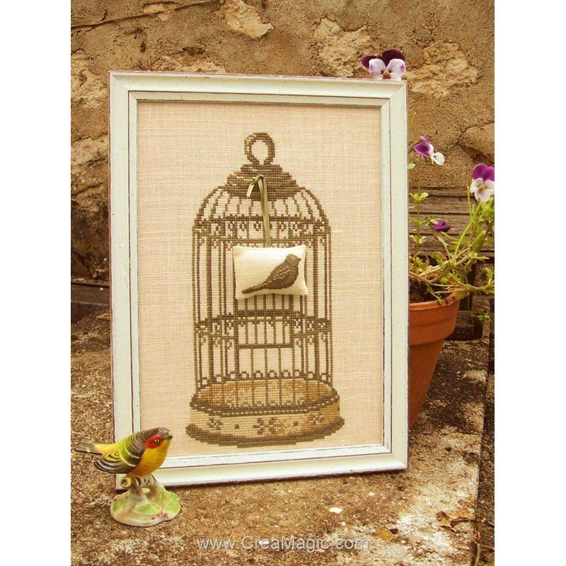 Kit Au Point Croix Compté La Cage Déglantine Au Fil De Lange
