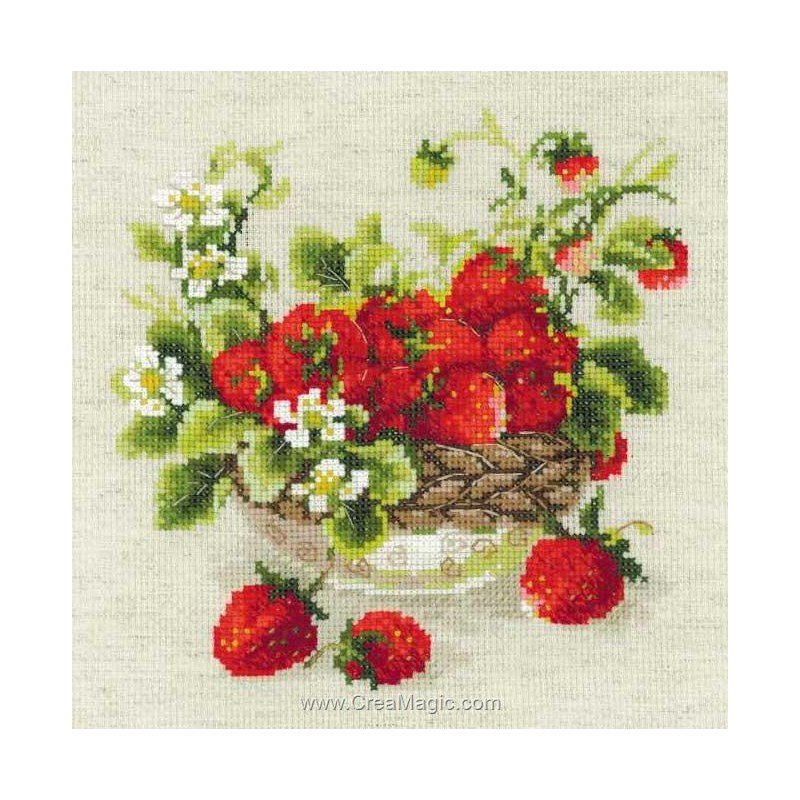 Kit broderie point de croix Fleur de fraise - Rico Design