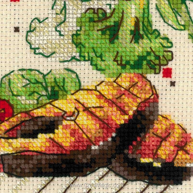 Kit Broderie Point De Croix “Thé” RIOLIS – Toile Aïda 30x24 Cm, Fils Laine Et Acrylique, Multicolore