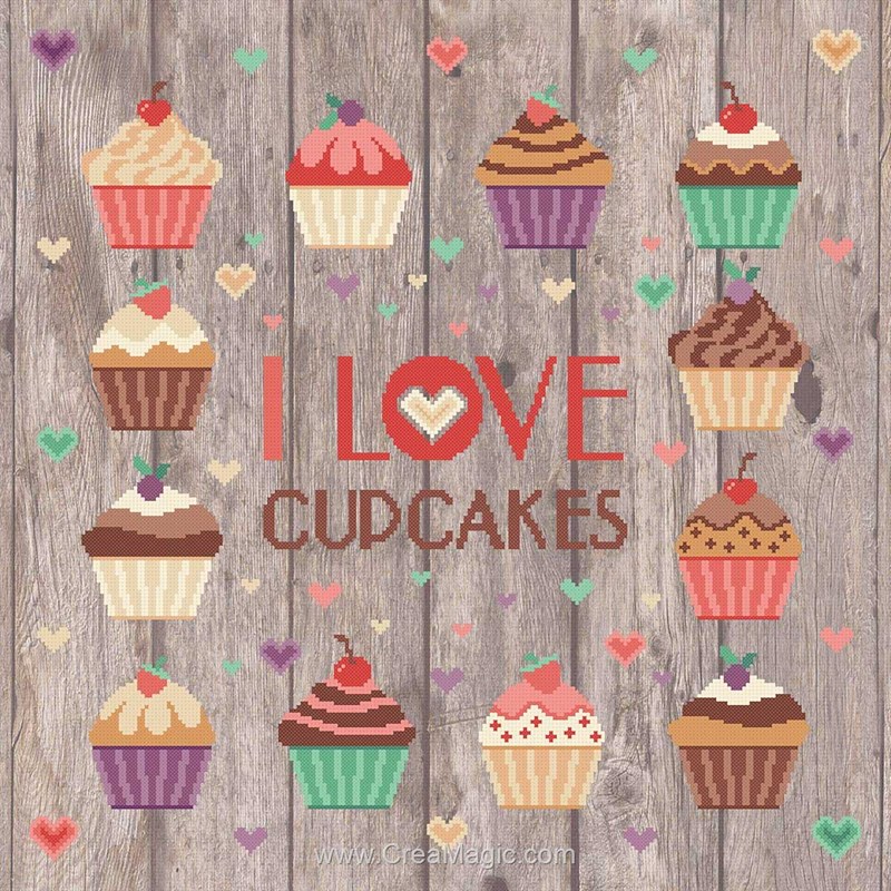Kit Point De Croix Débutant Anchor - Motif Cupcake - Aida Blanche 8 Fils - Taille Finie 10 X 10 Cm - Niveau 1