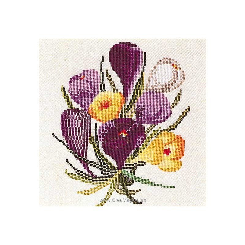 Kit Point De Croix RTO "Crocus Aquarelle" - 13x20.5cm Sur Aida 15-16ct, Neuf