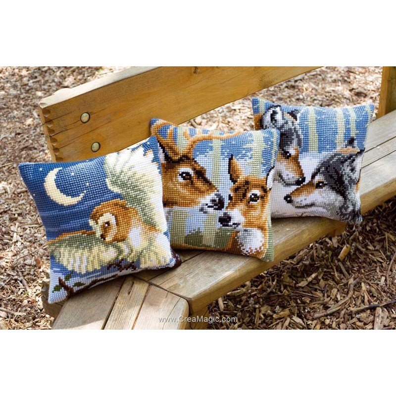 Kit Coussin Point De Croix Vervaco - Vache Noir Et Blanc - Toile Imprimée, Fils, Aiguille Inclus