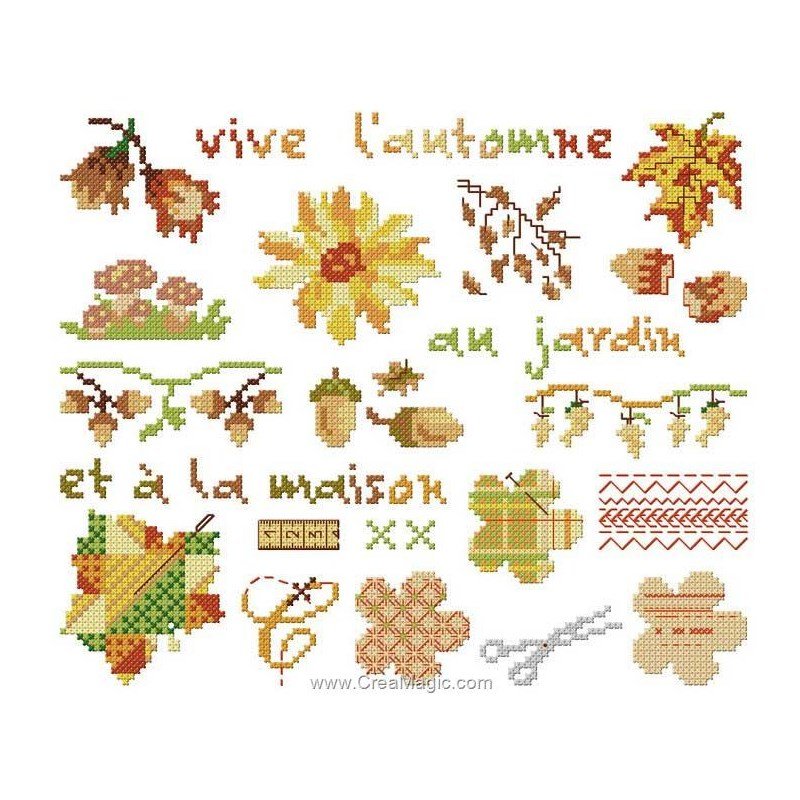 Kit De Point De Croix Maison D'automne Sur Toile Aida 14
