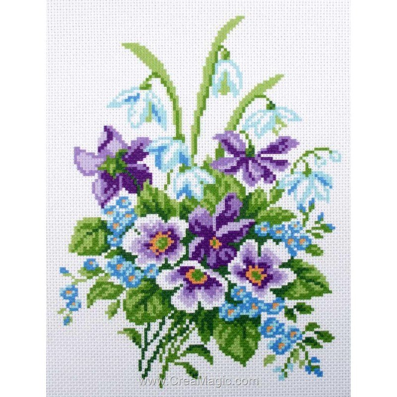 Kit Point De Croix Dimensions – Flowery Verse, Broderie Sur Tissu Imprimé, Niveau Médian