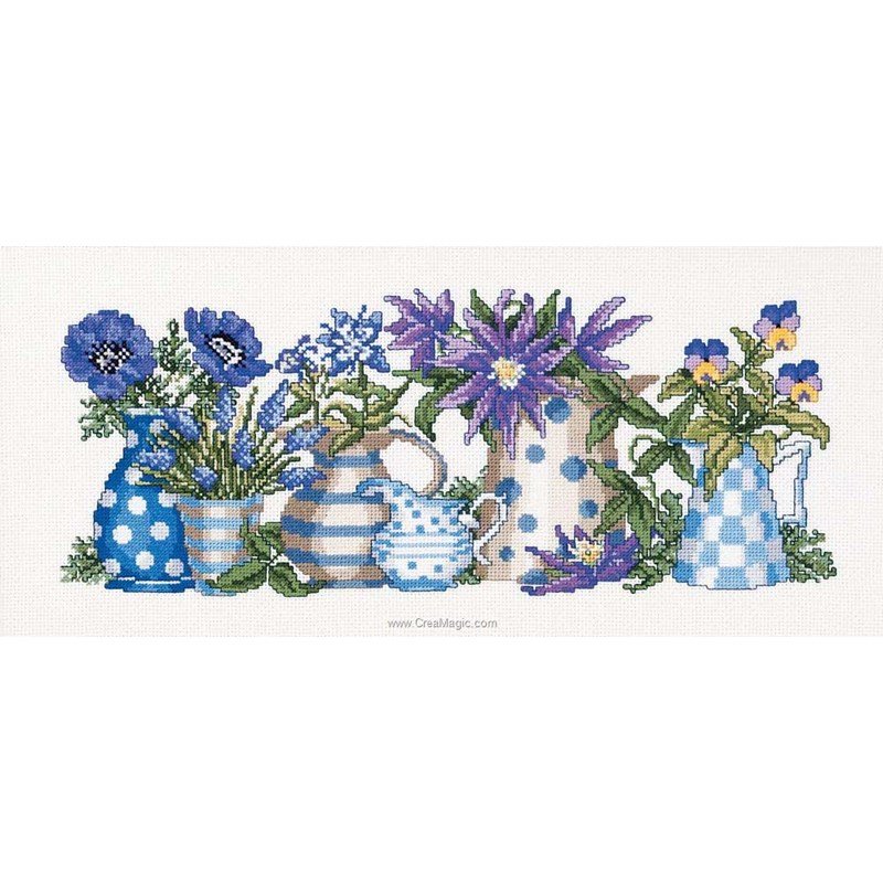 Kit Point De Croix Permin Fleurs De Pommier - 29x19cm, Toile Aida 14ct, Diagramme