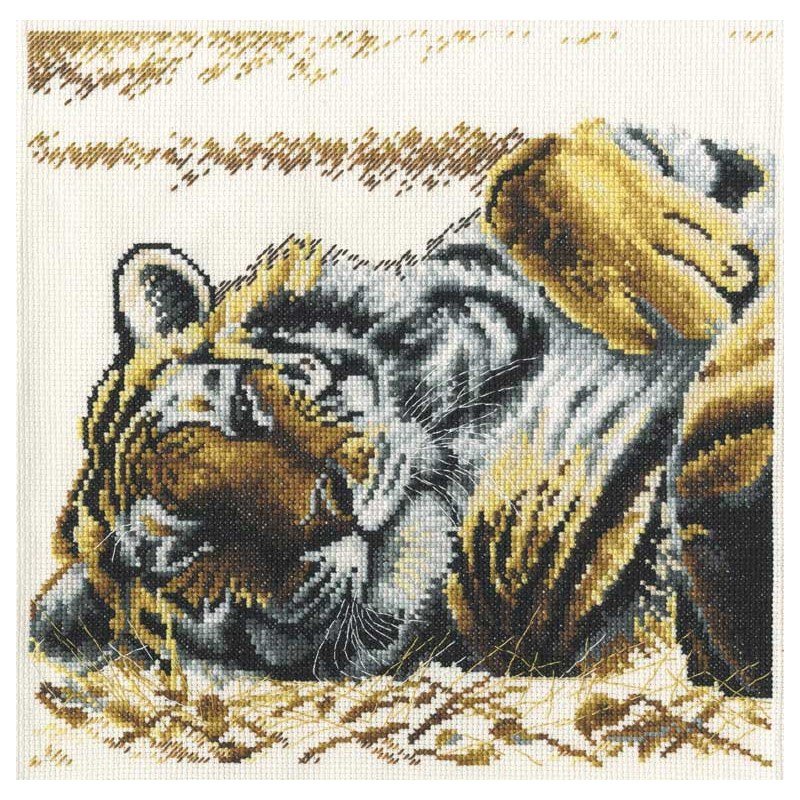 Kit DMC Point De Croix Compté Le Tigre Et Son Petit 15x30cm - Neuf Avec Tout Le Matériel