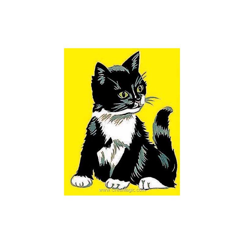 Kit Canevas Complet Le Chat Noir Et Blanc 766 De Margot