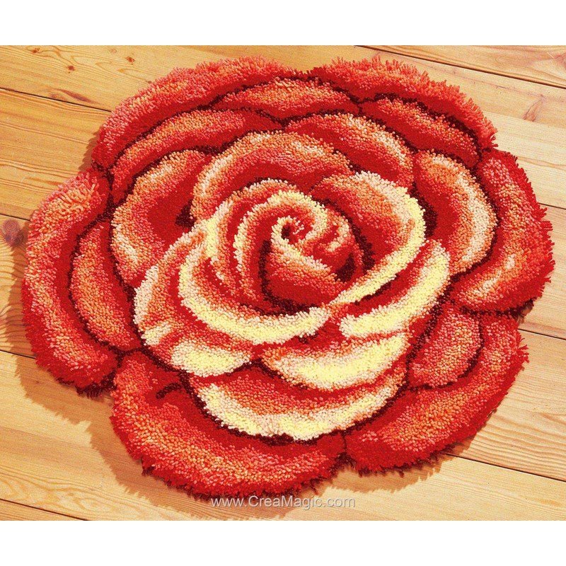 Fleurs Kit de Création de Tapis à Crocher,? Kit de Point de Croix pour Adultes et Enfants? Tricotés à La Main DIY Latch Hook Tapis de Sol Ronds Kit 50X50cm