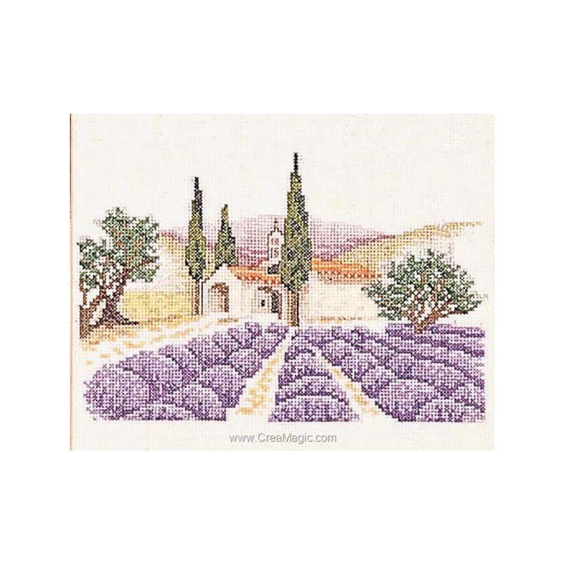 Nappe Lavande Luca-S En Point De Croix - 75x75cm - Kit Complet