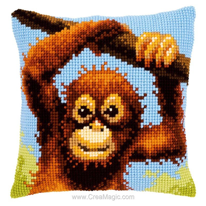 Kit Coussin Point De Croix Dauphins Animaux Marins - 45x45 Cm, Complet, Pour Adulte Débutant