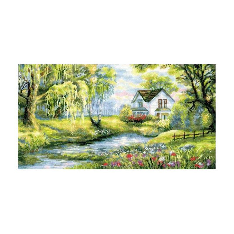 Kit Broderie Point De Croix Riolis – Dans Le Jardin – 40x30cm – DIY