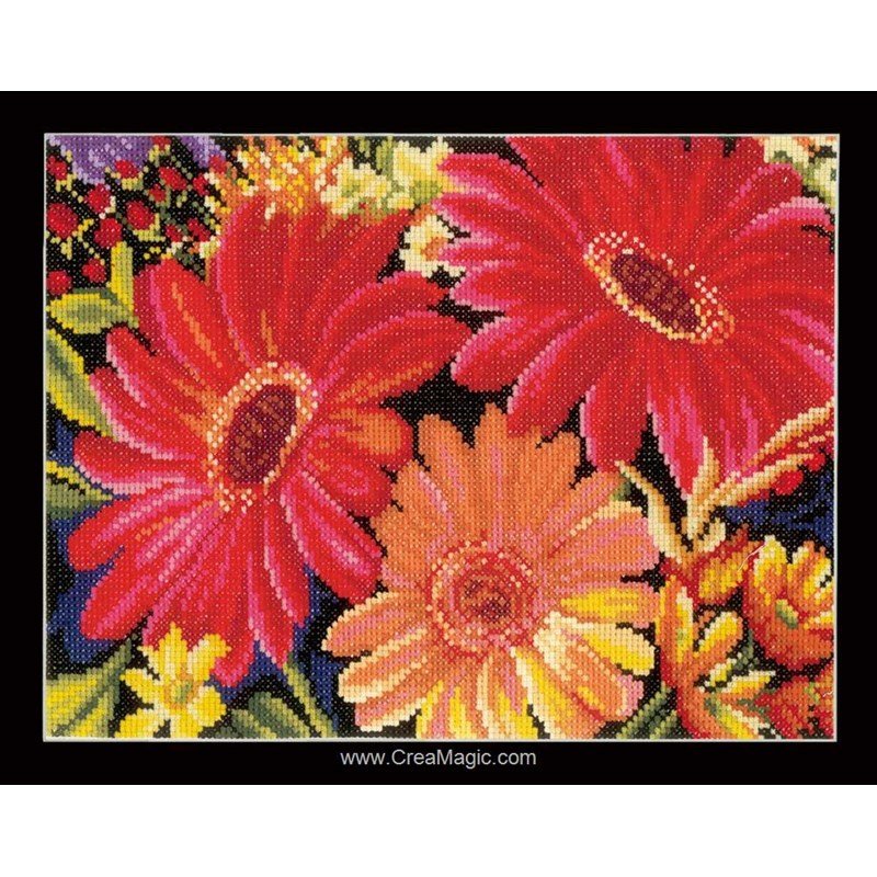 Kit Point De Croix Lanarte – Fleurs Des Champs Et Prairies, Toile Evenweave, Fils Inclus