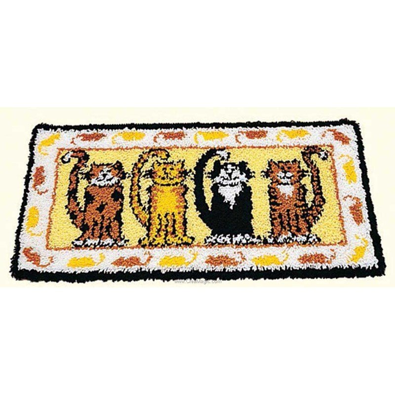 kitphoenix Kit Crochet de Verrouillage Paysage Tapis DIY Broderie Kit Tapis Point Noué à Faire pour Débutants, Adultes ou Enfants,Latch Hook Canevas Coussin Point 43x43cm