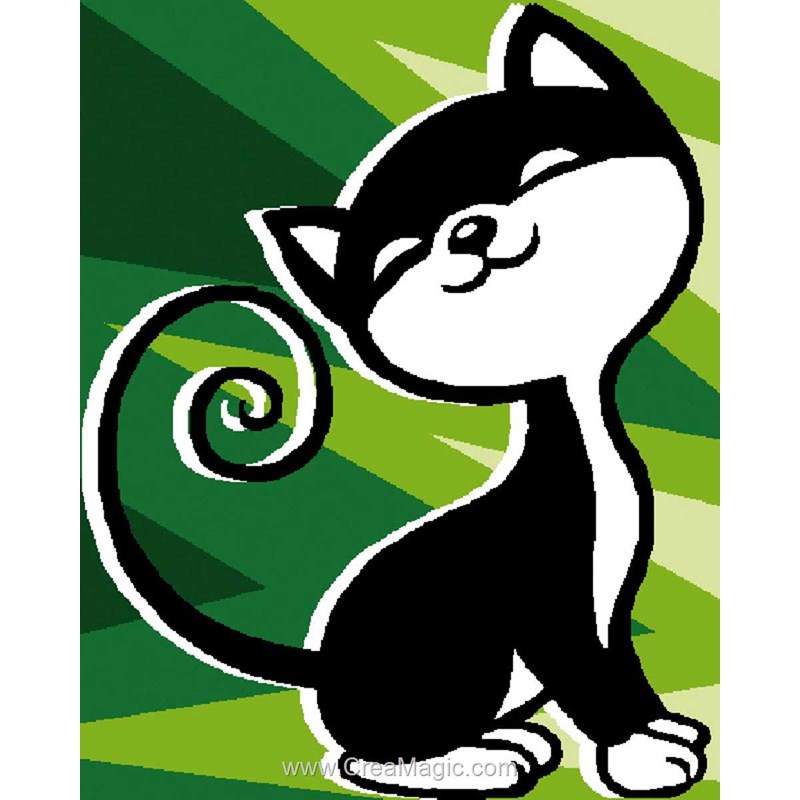 Kit Canevas complet Le chat noir et blanc 15 x 15 Enfant gros trous