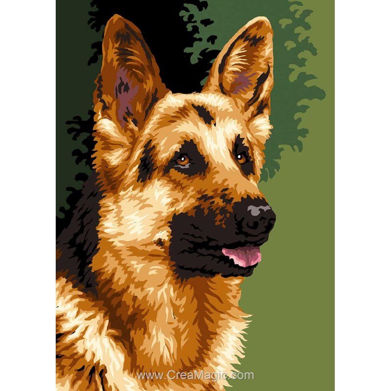 Kit complet canevas 15 x 20 cm motif chien berger allemand