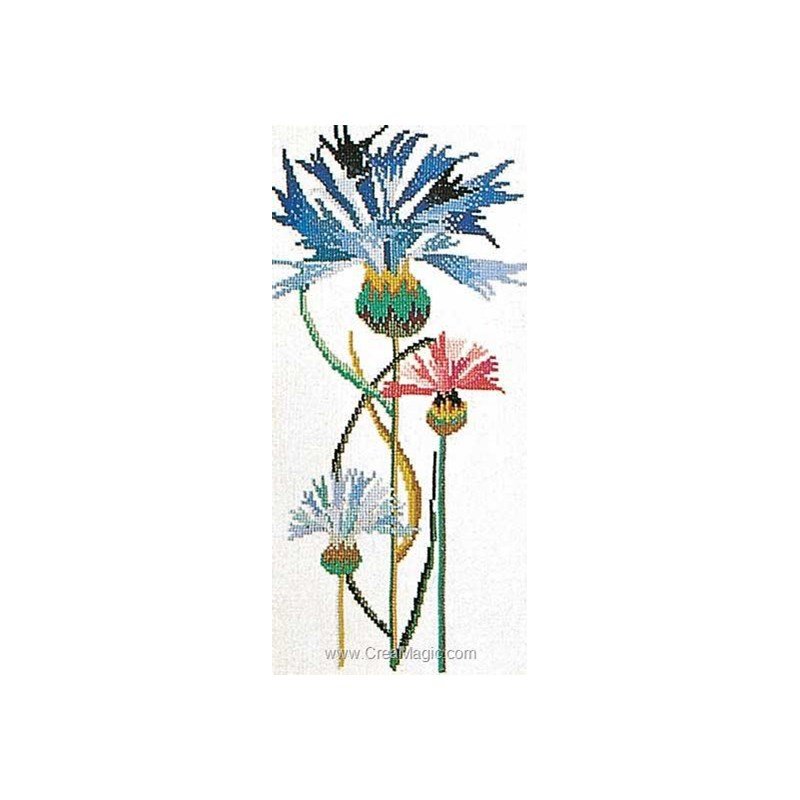 Kit Point De Croix - Motif Coneflowers (Échinacées) - Inclus Toile Aida Et Fils - Occasion