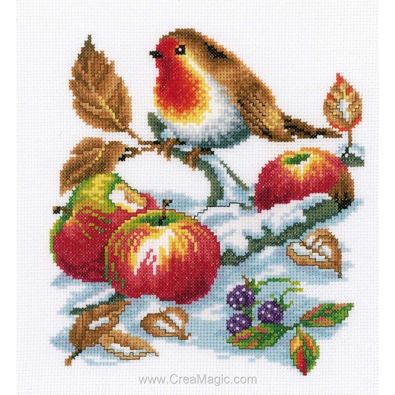 Kit Broderie Point De Croix 'Chat Des Villes En Hiver' Riolis RI-610 - 13x13 Cm, Toile Aïda, Fils Laine/Acrylique - 3