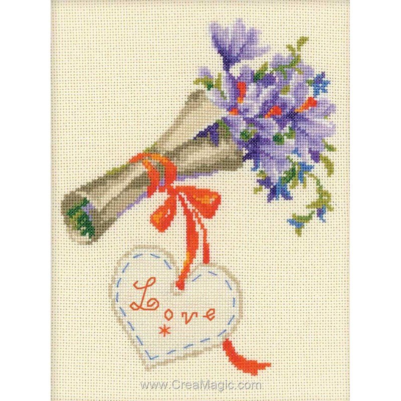 Kit Point De Croix Riolis Bouquet Avec Physalis - Taille 21x30cm, Toile Aida 14ct