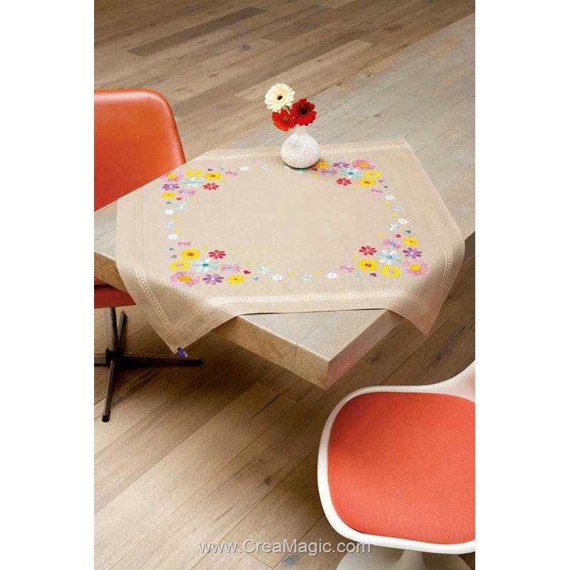 Kit De Broderie Au Point De Croix Vervaco - Nappe Kolibri (oiseau), Motif Imprimé, Complet