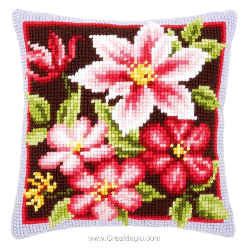 Kit Coussin Point De Croix Vervaco Roses Mystérieuses 40x40cm - Création DIY Multicolore