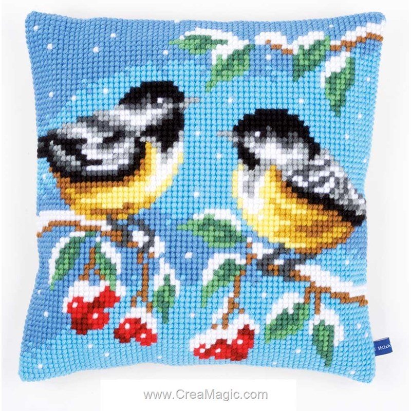 Kit De Point De Croix 'Hibou D'hiver' - 40x40 Cm - Tout Inclus Pour Créer Un Coussin Décoratif